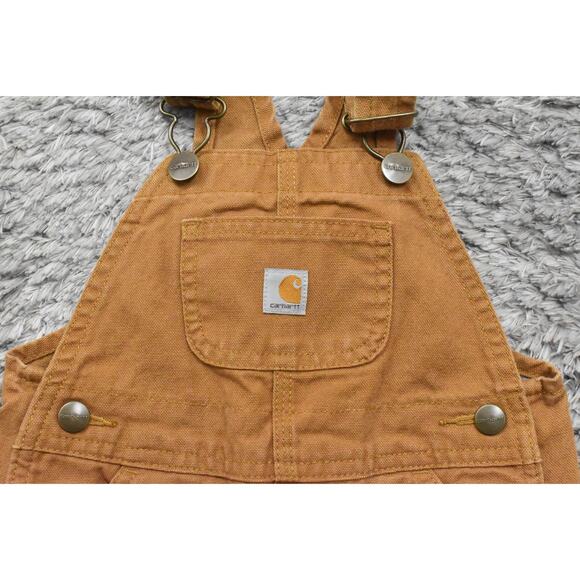 Carhartt Brown Cotton Double Knee Rib Overalls Canvas Size Toddler 18M - Picture 8 of 10